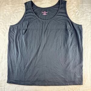 Woman Within Tank Top Women 3X Black Sleeveless Crew Neck 100% Cotton